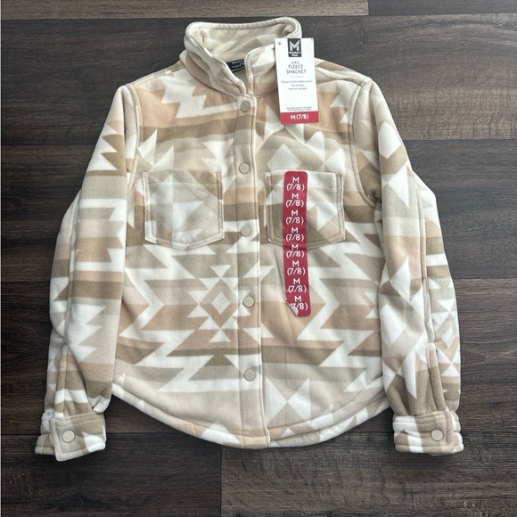 Member's Mark Other - Girls Taupe Patterned Fleece Shacket M(7/8) NWT